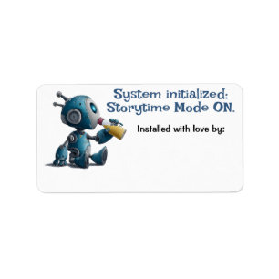 Robot Baby Shower Storytime Mode on Book Labels Adressaufkleber