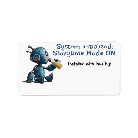 Robot Baby Shower Storytime Mode on Book Labels Adressaufkleber (Vorne)