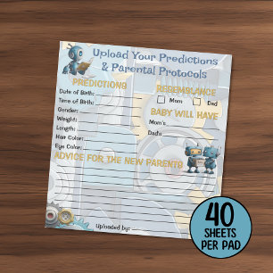 Robot Baby Shower Vorhersagen & Advice Game Notizblock