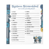 Robot Baby Shower Word Scramble Activity Pad Notizblock (Vorderseite)