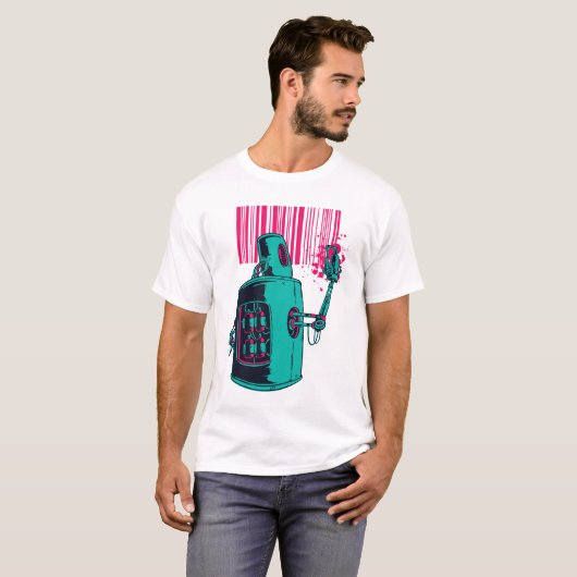 Robot Barcode Graffitti T-Shirt (Vorne ganz)