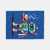 Robot Barista - Pixel Art Coffee Lover Design Fleecedecke (Vorderseite (Horizontal))