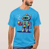Robot Barista - Pixel Art Coffee Lover Design T-Shirt (Vorderseite)