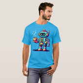 Robot Barista - Pixel Art Coffee Lover Design T-Shirt (Vorne ganz)