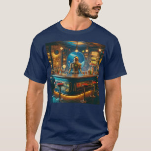 Robot Barkeeper in der interstellaren Space Age-Kn T-Shirt