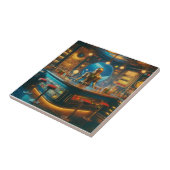 Robot Bartender in Interstellar Space Age Dive Bar Fliese (Seite)