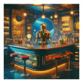 Robot Bartender in Interstellar Space Age Dive Bar Fotodruck (Vorne)