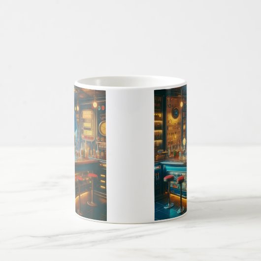 Robot Bartender in Interstellar Space Age Dive Bar Kaffeetasse (Mittel)