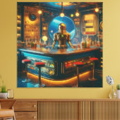 Robot Bartender in Interstellar Space Age Dive Bar Leinwanddruck (Insitu (Wohnzimmer))