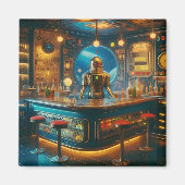 Robot Bartender in Interstellar Space Age Dive Bar Magnet (Vorne)