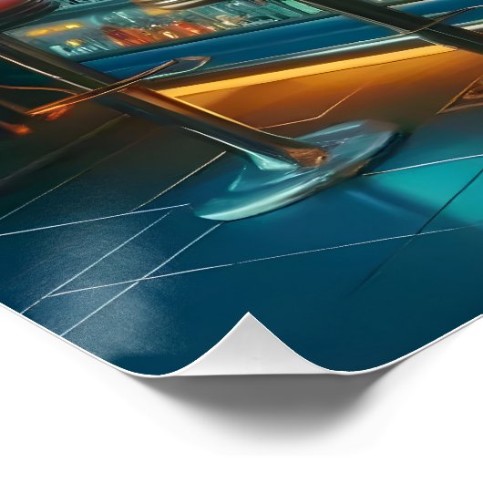 Robot Bartender in Interstellar Space Age Dive Bar Poster (Ecke)