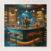 Robot Bartender in Interstellar Space Age Dive Bar Puzzle (Vertikal)