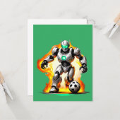 Robot beim Fußballspielen Karte (Vorderseite/Rückseite Beispiel)