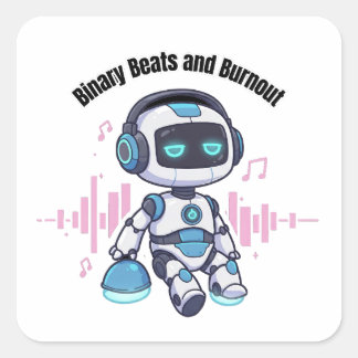 Robot Binary Beats und Burnout Quadratischer Aufkleber