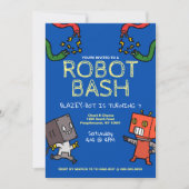Robot Birthday Bash Einladung (Vorderseite)