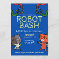 Robot Birthday Bash Einladung