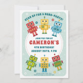 Robot Birthday Blast Einladung (Vorderseite)