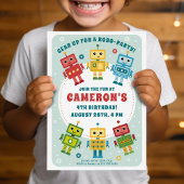 Robot Birthday Blast Einladung