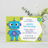Robot Birthday Einladung (Stehend Vorderseite)