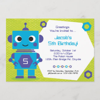 Robot Birthday Einladung
