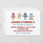 Robot Birthday Einladung (Vorderseite)