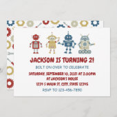 Robot Birthday Einladung (Vorne/Hinten)
