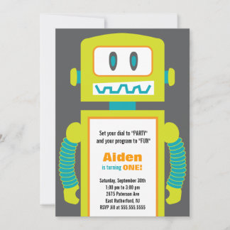 Robot Birthday Einladung