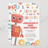 Robot Birthday Einladung, Boy Robot Einladung (Vorne/Hinten)