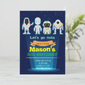 Robot-Birthday-Einladung Einladung (Stehend Vorderseite)