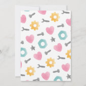 Robot Birthday Einladung, Girl Robot Einladung (Rückseite)