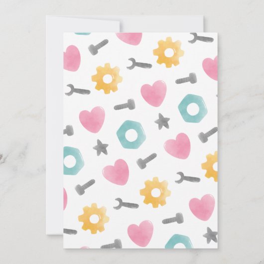 Robot Birthday Einladung, Girl Robot Einladung (Rückseite)