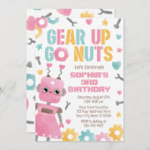 Robot Birthday Einladung, Girl Robot Einladung (Vorne/Hinten)