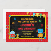 Robot Birthday Einladung Robot Party Einladung (Vorne/Hinten)