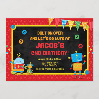Robot Birthday Einladung Robot Party Einladung