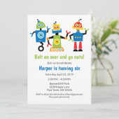 Robot Birthday Einladung Roboter (Stehend Vorderseite)