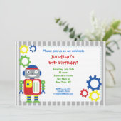 Robot Birthday Einladungen (Stehend Vorderseite)