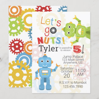 Robot Birthday Invitations Robots Geburtstagsparty Einladung