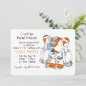 Robot Birthday Party Einladung (Stehend Vorderseite)