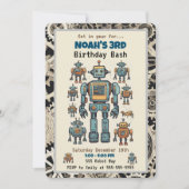 Robot Birthday Party Einladung (Vorderseite)