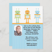 Robot Birthday Party Einladung (Vorne/Hinten)