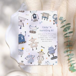 Robot Birthday Party Einladung