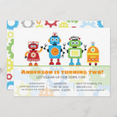 Robot Birthday Party Einladung (Vorne/Hinten)