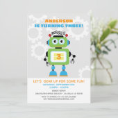 Robot Birthday Party Einladung - ・ Bot Beep Bop (Stehend Vorderseite)