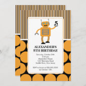 Robot Birthday Party Einladung Orange / Schwarz (Vorne/Hinten)