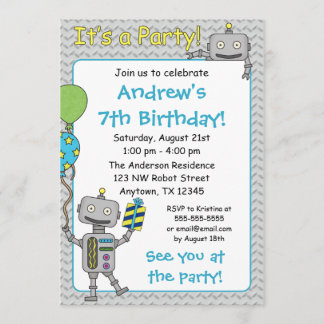 Robot Birthday Party Einladungen