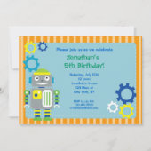 Robot Birthday Party Einladungen (Vorderseite)