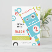 Robot Birthday Party Einladungen (Stehend Vorderseite)