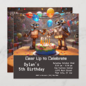 Robot Birthday Party Einladungen zum digitalen Dow (Vorne/Hinten)