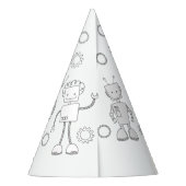 Robot Birthday Party - Farbe für Ihr eigenes Party Partyhütchen (Rückseite)