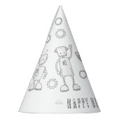 Robot Birthday Party - Farbe für Ihr eigenes Party Partyhütchen (Links)